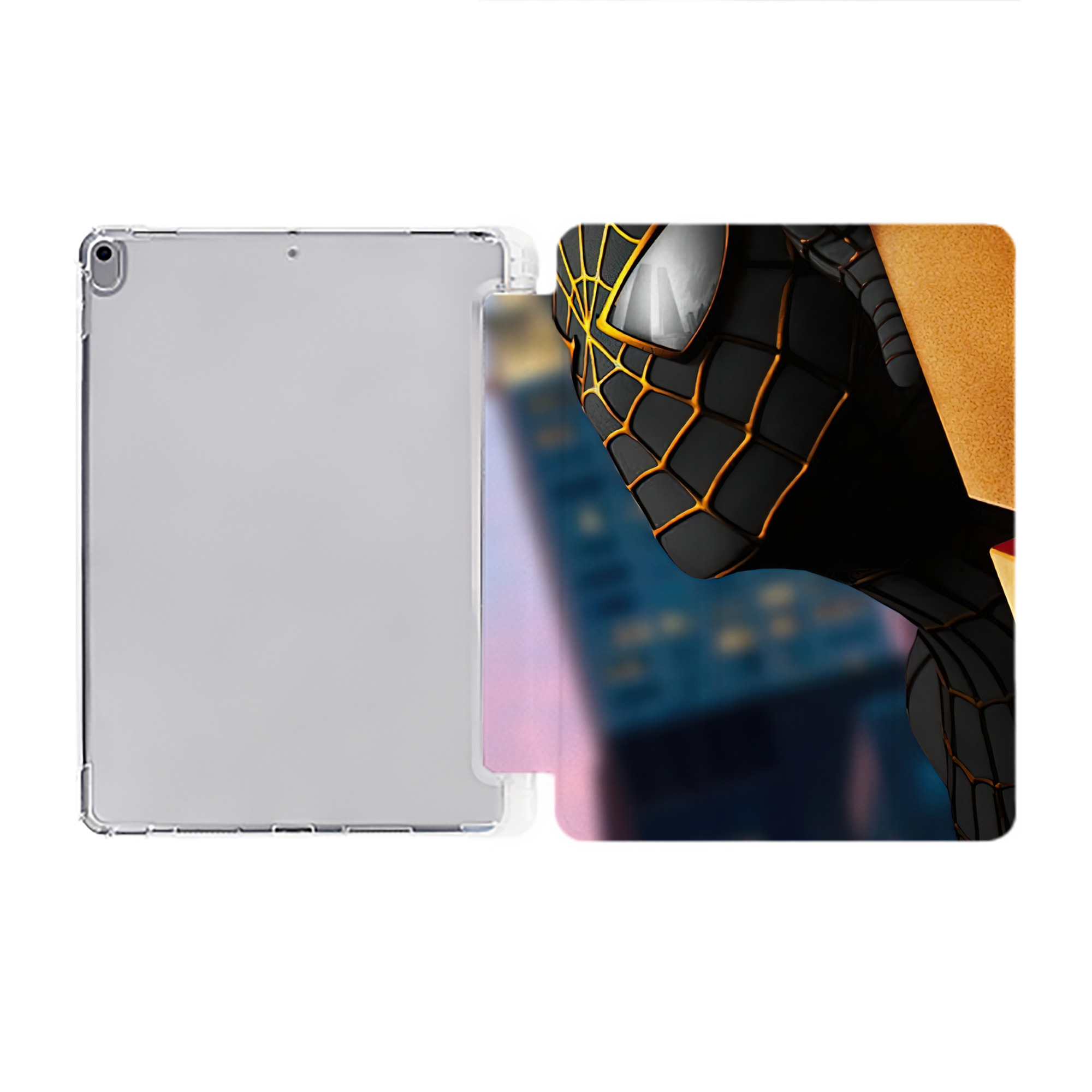 Spider Man スパイダーマン IPad ケース ペン収納付き 三つ折りスタンド PUレザー×シリコン 対応機種9.5/10.5/10.9インチ
